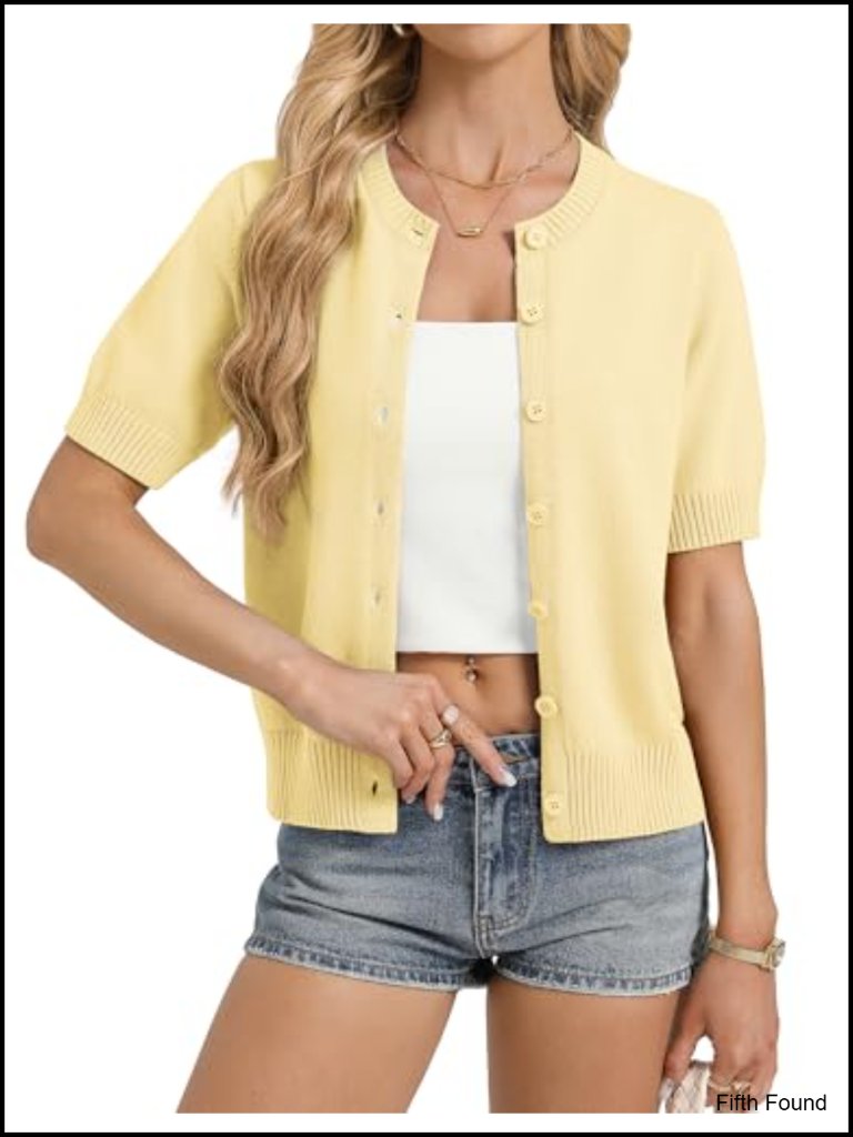 Women's Short Sleeve Cotton Cardigan Button Down